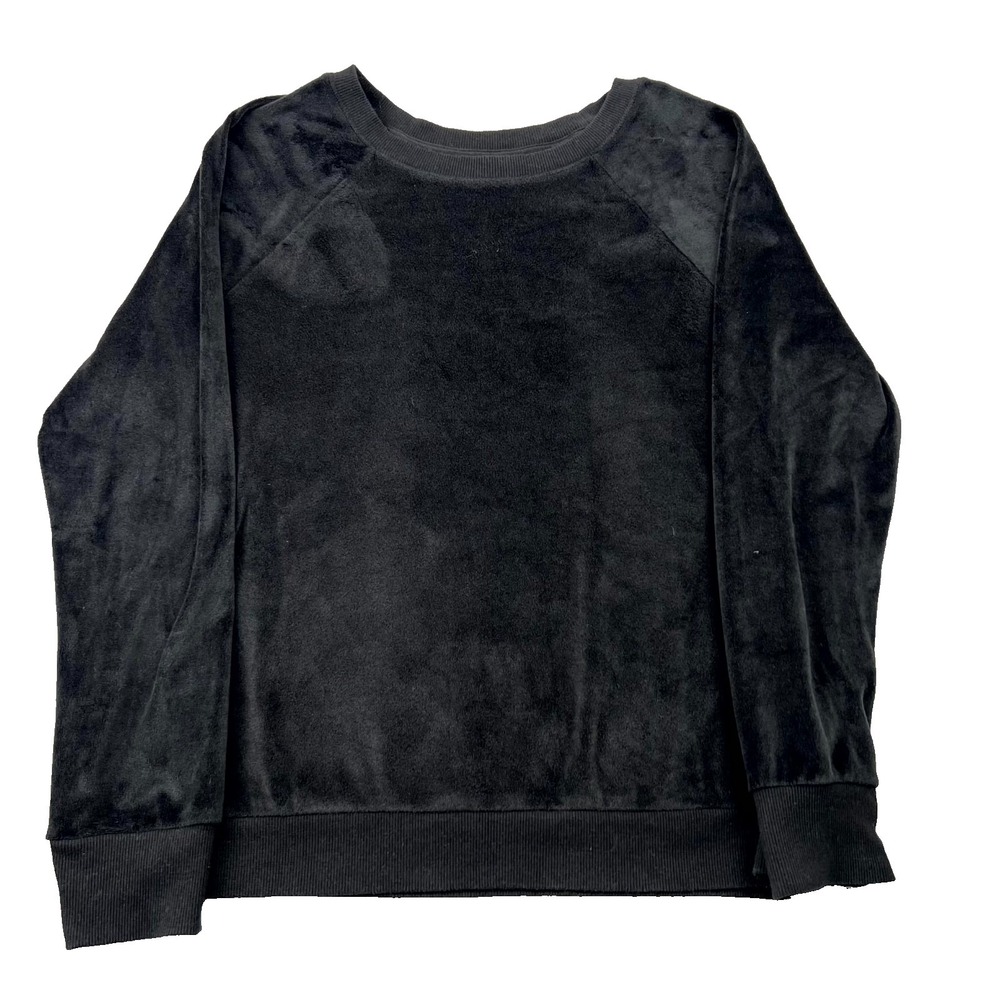Secret Treasures Girls Top M(8-10) Black Stretch Velour Raglan Sleeve Sleepwear